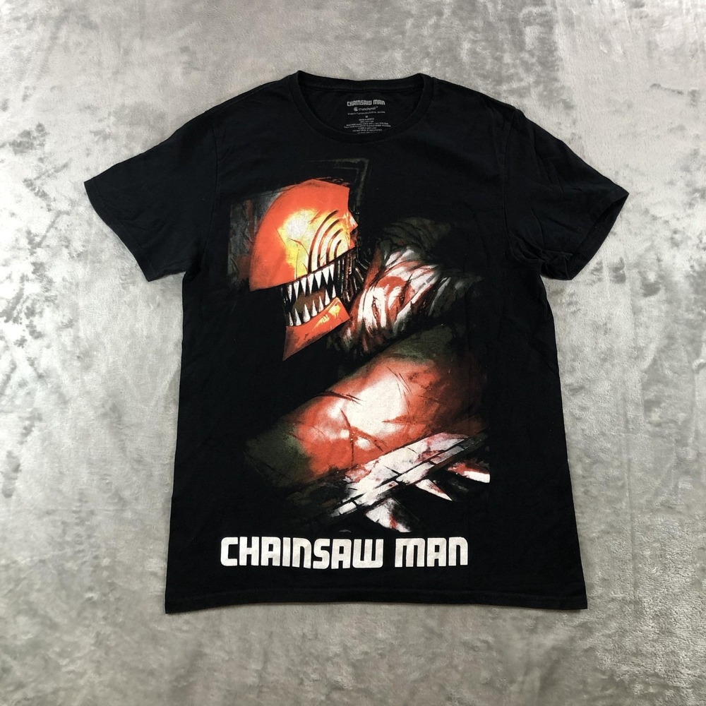 Chainsaw Man Crunchyroll Shirt Mens M Black Graphic Tee Anime Horror Manga